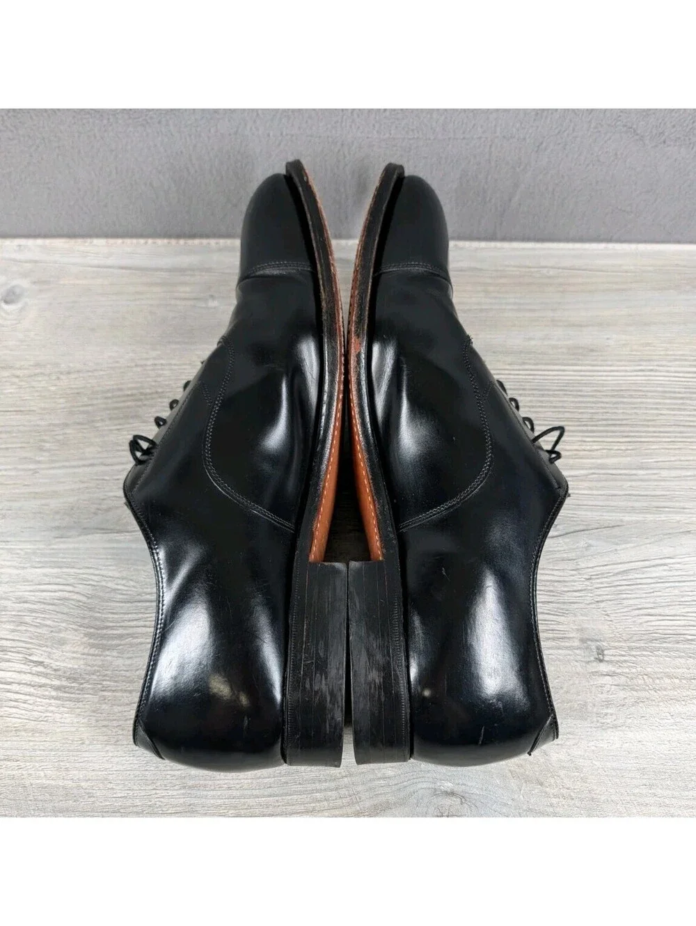 Johnston Murphy Mens 13D Black Leather Cap Toe Oxford Dress Shoes Handcrafted